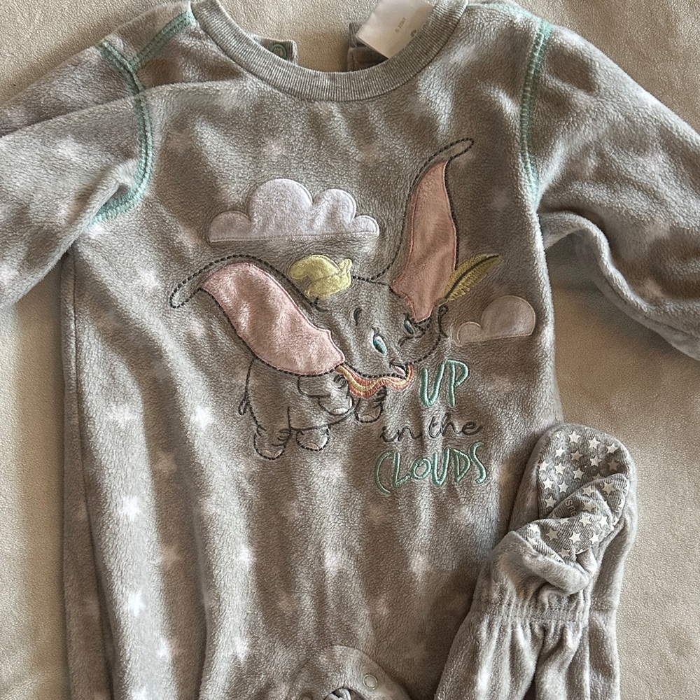 Disney Gray Dumbo Footie Pajamas